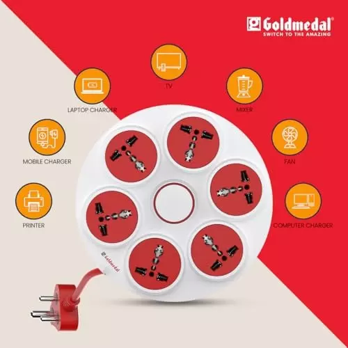 Goldmedal Power Strip 3-Pin 2 m 6 Power Outlets White, 205100WHIT