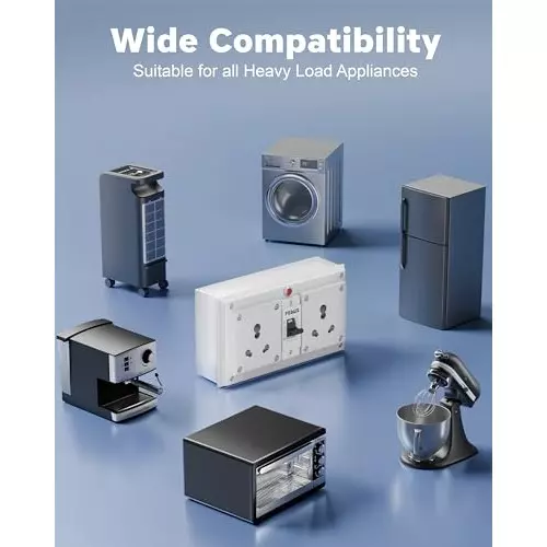 FEDUS Extension Switch Board Cord with MCB Switches 2 Socket 3000 W 2 m Cable Length 16 Amp Acrylonitrile Butadiene Styrene