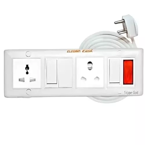 ELEGANT CASA Extension Board 6 Amp + 16 Amp 2 Universal + 2 Indian sockets 5 m Cord Length