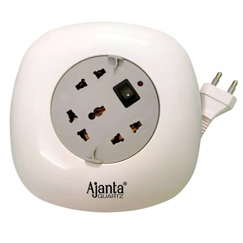 Ajanta Extension Power Reel Board 3-Universal Socket White & Grey with 5 m Cord Length, ARE-050