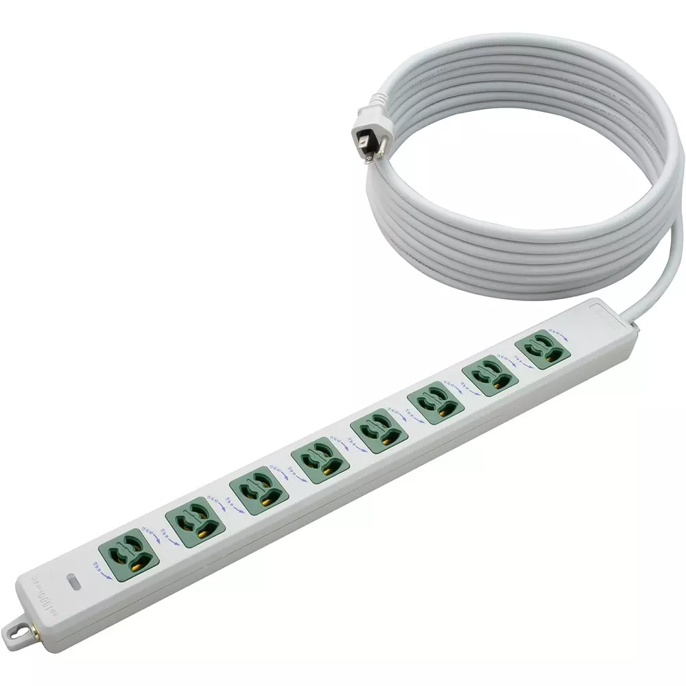Meikosha Horizontal OA Power Strip 125 V Rated Voltage 15 Amp Current, MR7908TJ5WM