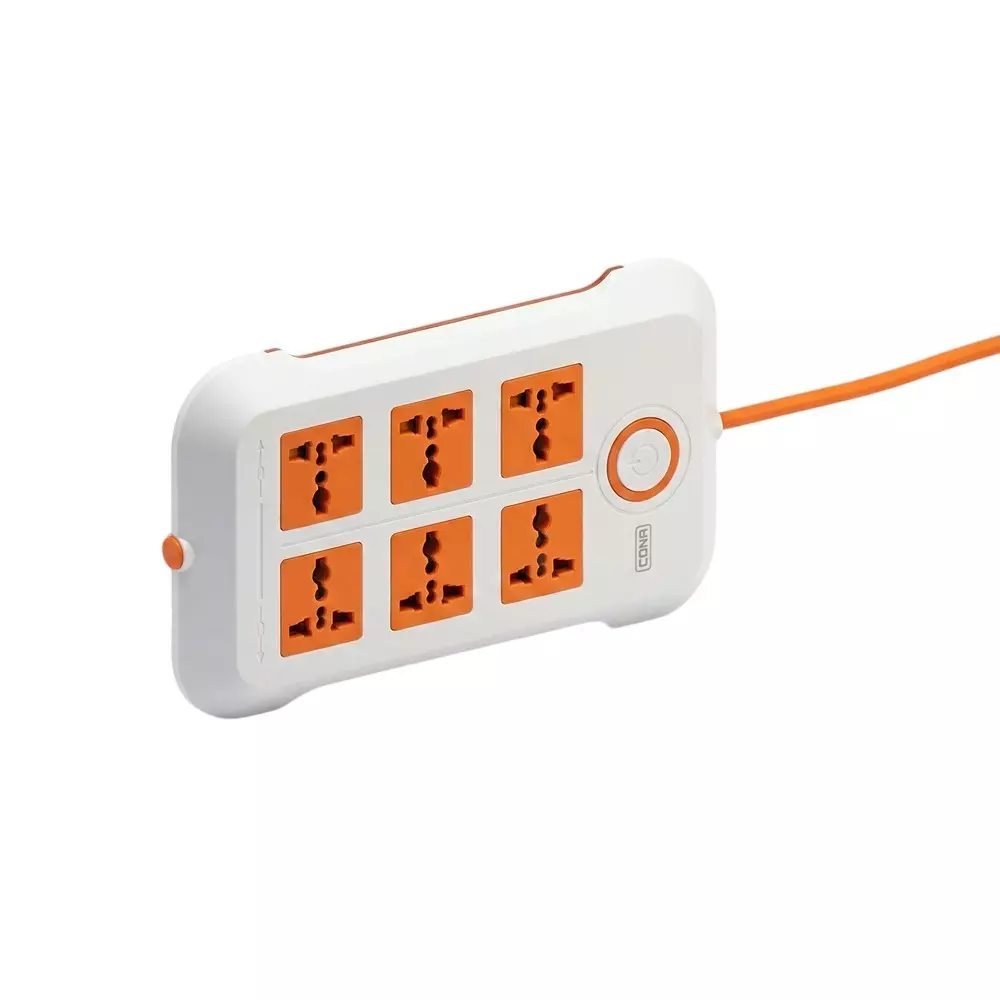 Cona Power Strip Enzo 6 Sockets, 1 Button, 1.5 m Cord, ES-3229