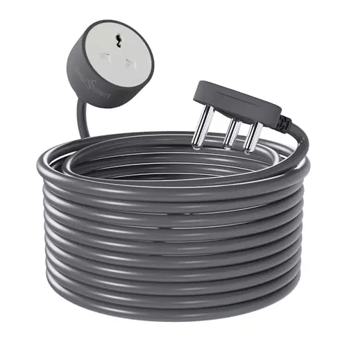 amiciSmart Heavy Duty 3-Pin Extension Cord 1 Sq mm Copper 10 A 2500 W 10 m Indoor Outdoor Use, 1xEXTN-SOCK-6A-10M