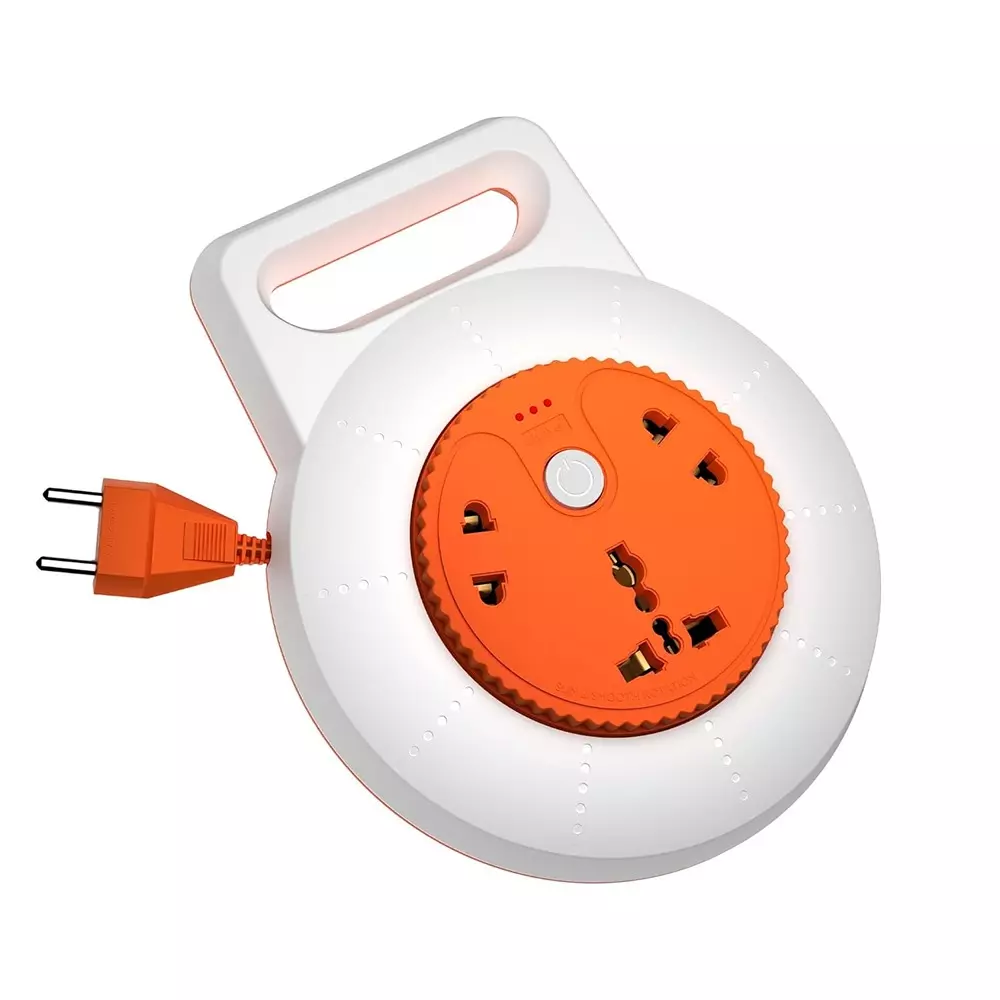 Elleys 2 Pin Extenion Board Ollo 3 Socket 6 A Current 4.2 m Cable Length Orange & White