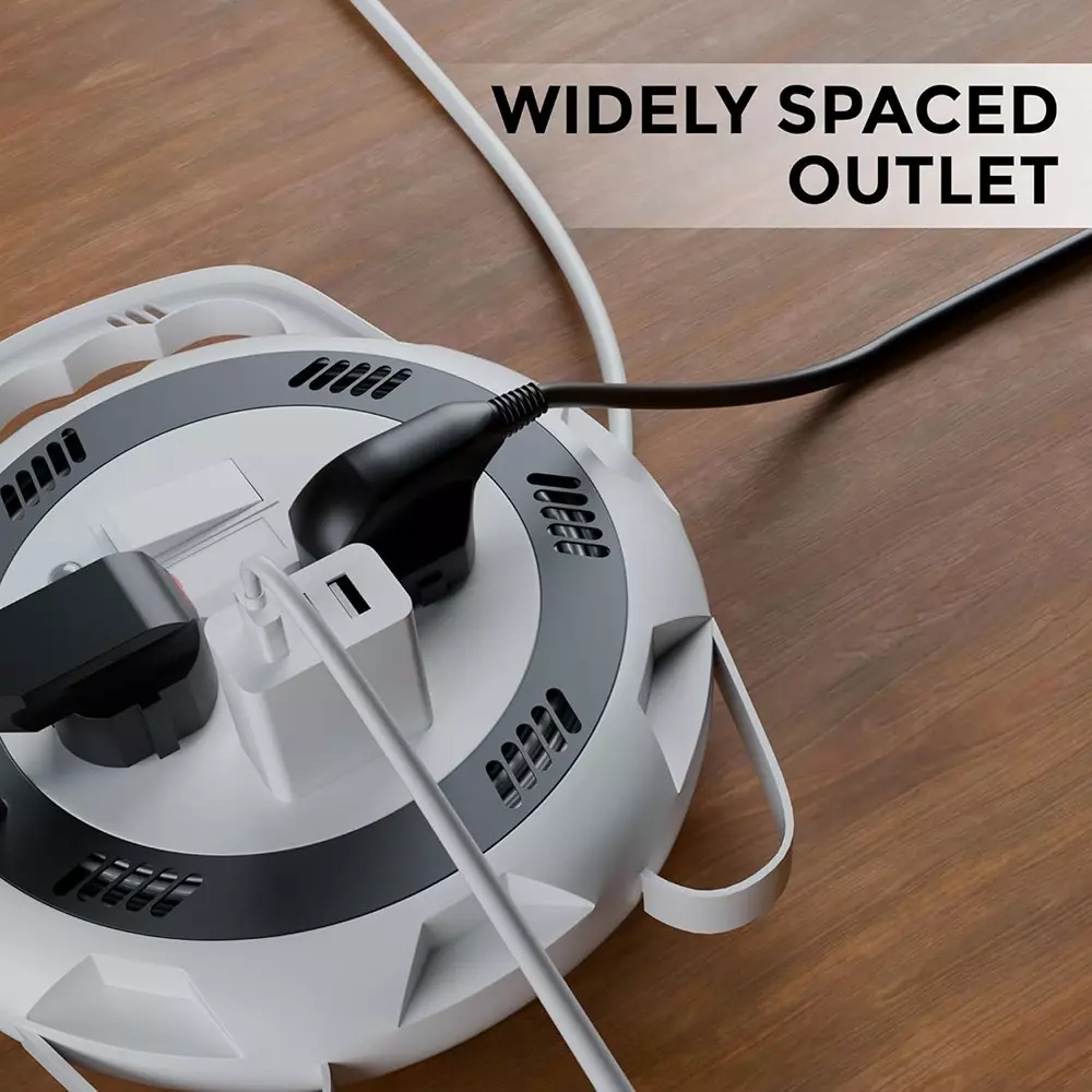 Hi-Fi AERO 3 Pin Extension Board 3 Socket 6 A Current 5 m Cable Length White, Grey