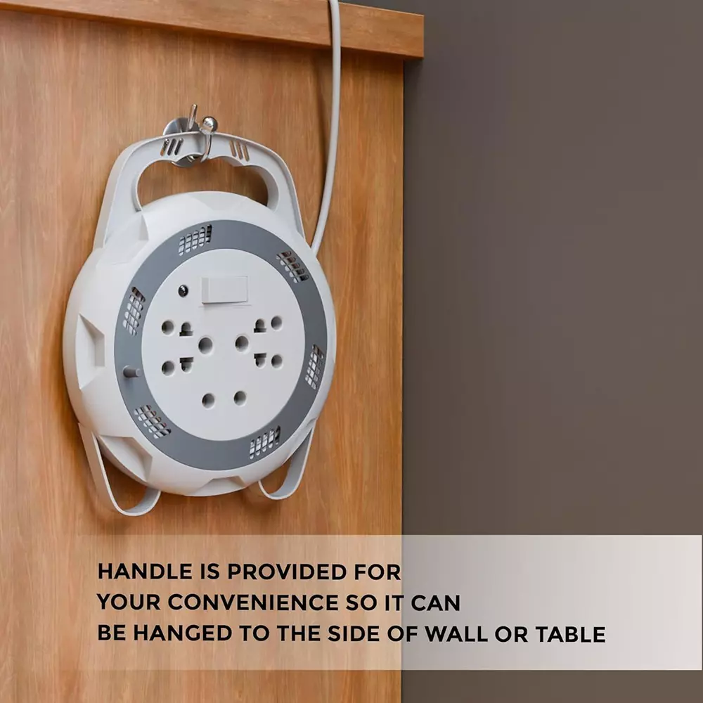 Hi-Fi AERO 3 Pin Extension Board 3 Socket 6 A Current 5 m Cable Length White, Grey