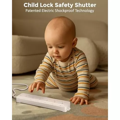 FEDUS Extension Board Cord 5 m Cable Length 2500 W 6 Universal Sockets with Individual Switch 3 Core