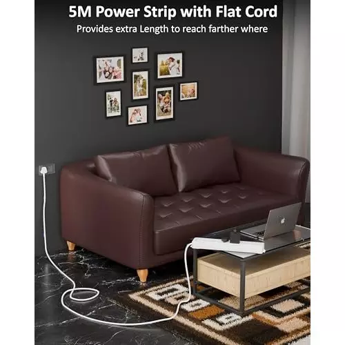 FEDUS Extension Board Cord 5 m Cable Length 2500 W 6 Universal Sockets with Individual Switch 3 Core