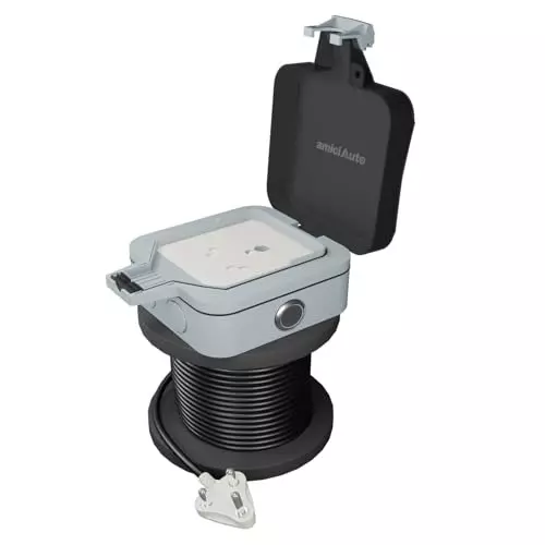 amiciAuto EV Charging Extension Board 10 m Length 1 Sq.mm 3-Core Copper 230 V 10 A IP66 Plug Socket 1.5 kW, 1xEV-EXTN-BRD-10M-S