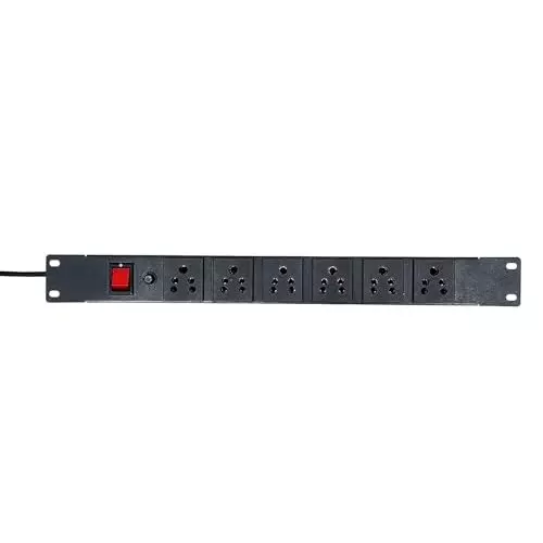 PremiumAV 6 Socket Extension Board with Overload Protection for Server Rack, Home, Office Black