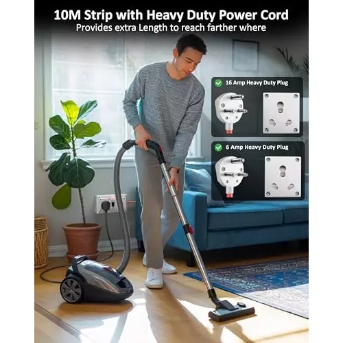 FEDUS Extension Switch Board Cord with MCB Switches 2 Socket 3000 W 10 m Cable Length 16 Amp Acrylonitrile Butadiene Styrene