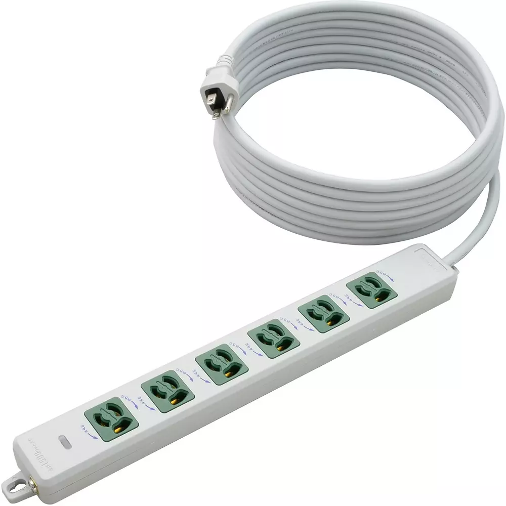 Meikosha Horizontal OA Power Strip 125 V Rated Voltage 15 Amp Current, MR7906TJ5WM