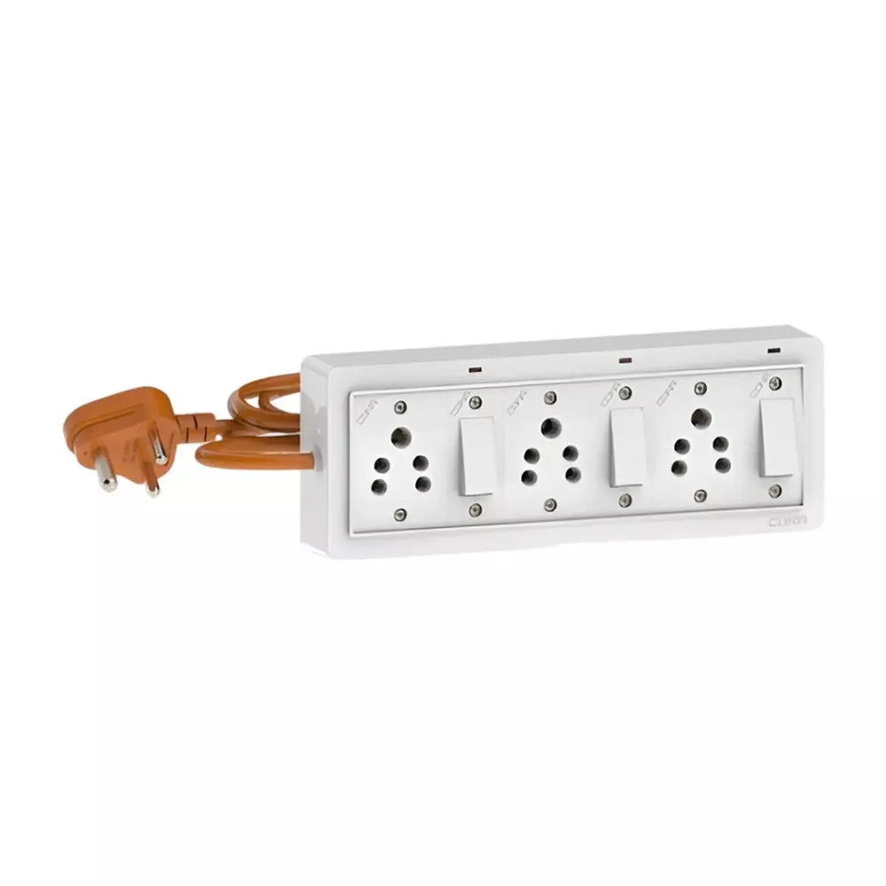 Cona Power Split Board 6 Amp, 3 Socket 3 Button, PSL (Pack of 10 Pcs)