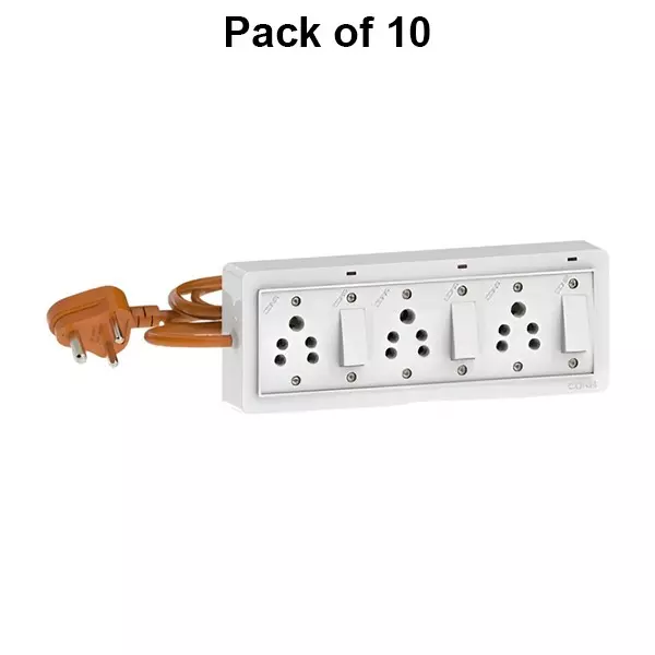 Cona Power Split Board 6 Amp, 3 Socket, 3 Button, 3 m Cord, PSL 2260 (Pack of 10 Pcs)