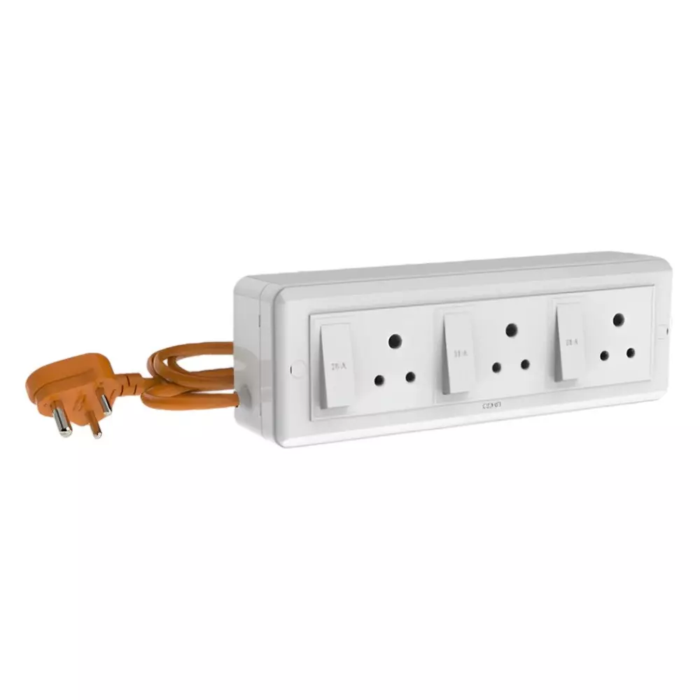 Cona Power Split Board 16 Amp, 3 Socket, 3 Button, 5 m Cord, PSL 2270 (Pack of 5 Pcs)