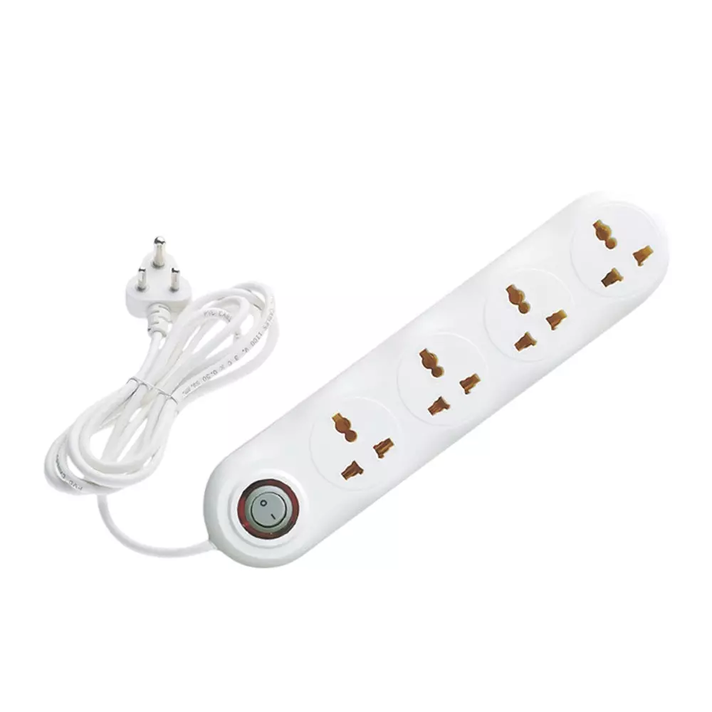 Ajanta Extension Board 4-Universal Socket White with 4 m Cord Length, AEB-140