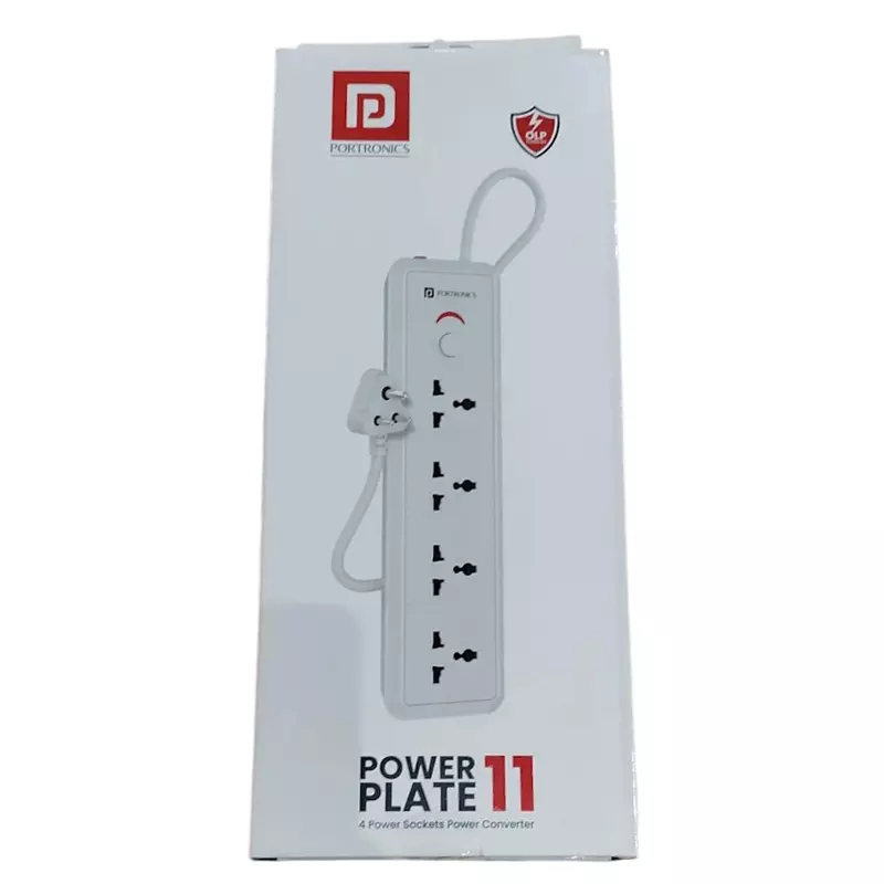 Portronics Power Plate 11 1500W 4 Sockets White Power Cable Extension Boards