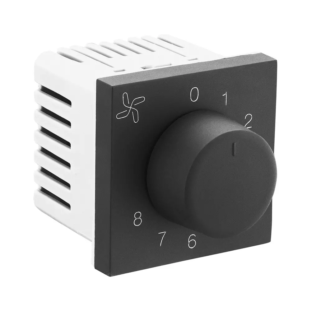 Legrand Fan Regulator Allzy 100 W 2 Module 8 Steps Matt Black, 6812 42