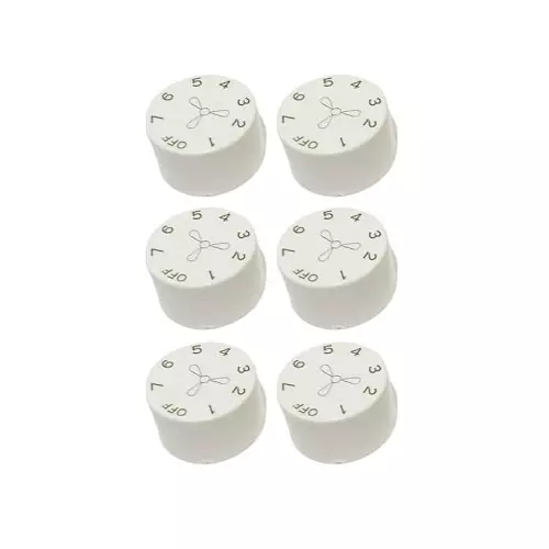 GENERIC Fan Speed Controller Knob Cap Number Marking White Small Size, FRCK-6-1 (Pack of 6)
