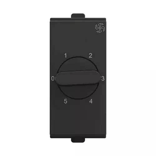 Polycab Etira Fan Regulator 4-Step Rotary (360°) Manual Speed Control Dark Black 1 Module Polycarbonate for Industrial & Commercial Use