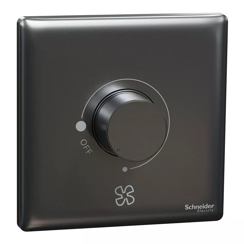 Schneider Electric Unica X Series 5 Steps Fan Regulator 360° Dark Grey Color 220-240 V Operational Voltage and 1 Module, NUX31FR350_DG