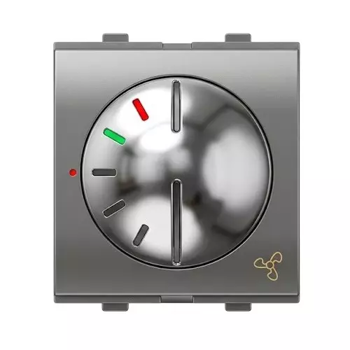 Goldmedal Nixon 5 Step Galaxy Fan Regulator Half Rotary Chrome Knob 240 V 2 Module Titanium Grey Plastic for Commecial and Industrial Use, 102453A