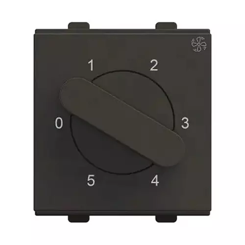 Polycab Etira Fan Regulator 5-Step Rotary (360°) Manual Speed Control Grey 2 Module Polycarbonate for Industrial & Commercial Use