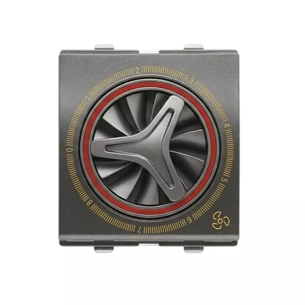 Goldmedal Curve Full Rotary 8 Step Speed Fan Regulator Voltage Grey 240 V 2 Module Plastic for Commecial and Industrial Use, 102049