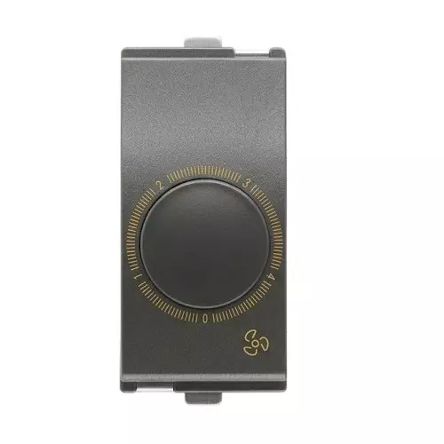Goldmedal Curve Full Rotary 4 Step Speed Fan Regulator Voltage Grey 240 V 1 Module Plastic for Commecial and Industrial Use, 101050