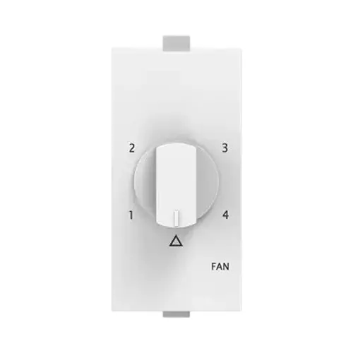 Polycab Etira Fan Regulator 4-Step Rotary (360°) Manual Speed Control White 1 Module Polycarbonate for Industrial & Commercial Use