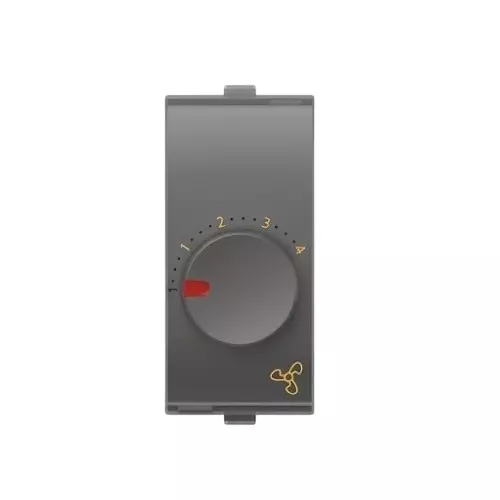 Goldmedal Nixon 4 Step Fan Regulator 240 V 1 Module Titanium Grey Plastic for Commecial and Industrial Use, 101451