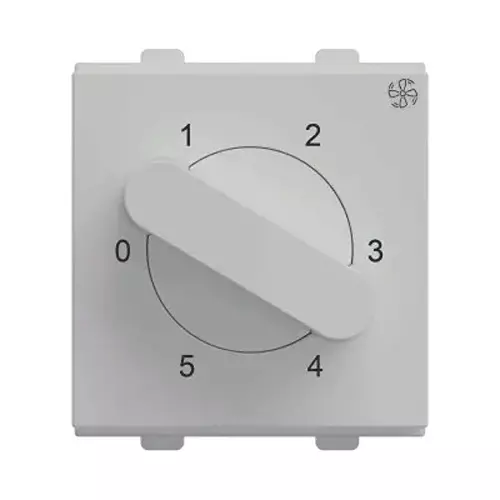 Polycab Etira Fan Regulator 5-Step Rotary (360°) Manual Speed Control White 2 Module Polycarbonate for Industrial & Commercial Use