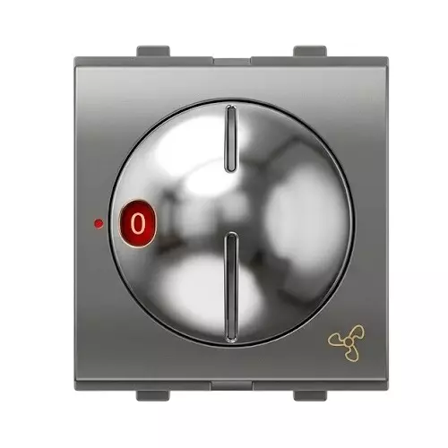 Goldmedal Nixon 5 Step Galaxy Fan Regulator Full Rotary Chrome Knob 240 V 2 Module Titanium Grey Plastic for Commecial and Industrial Use, 102454A