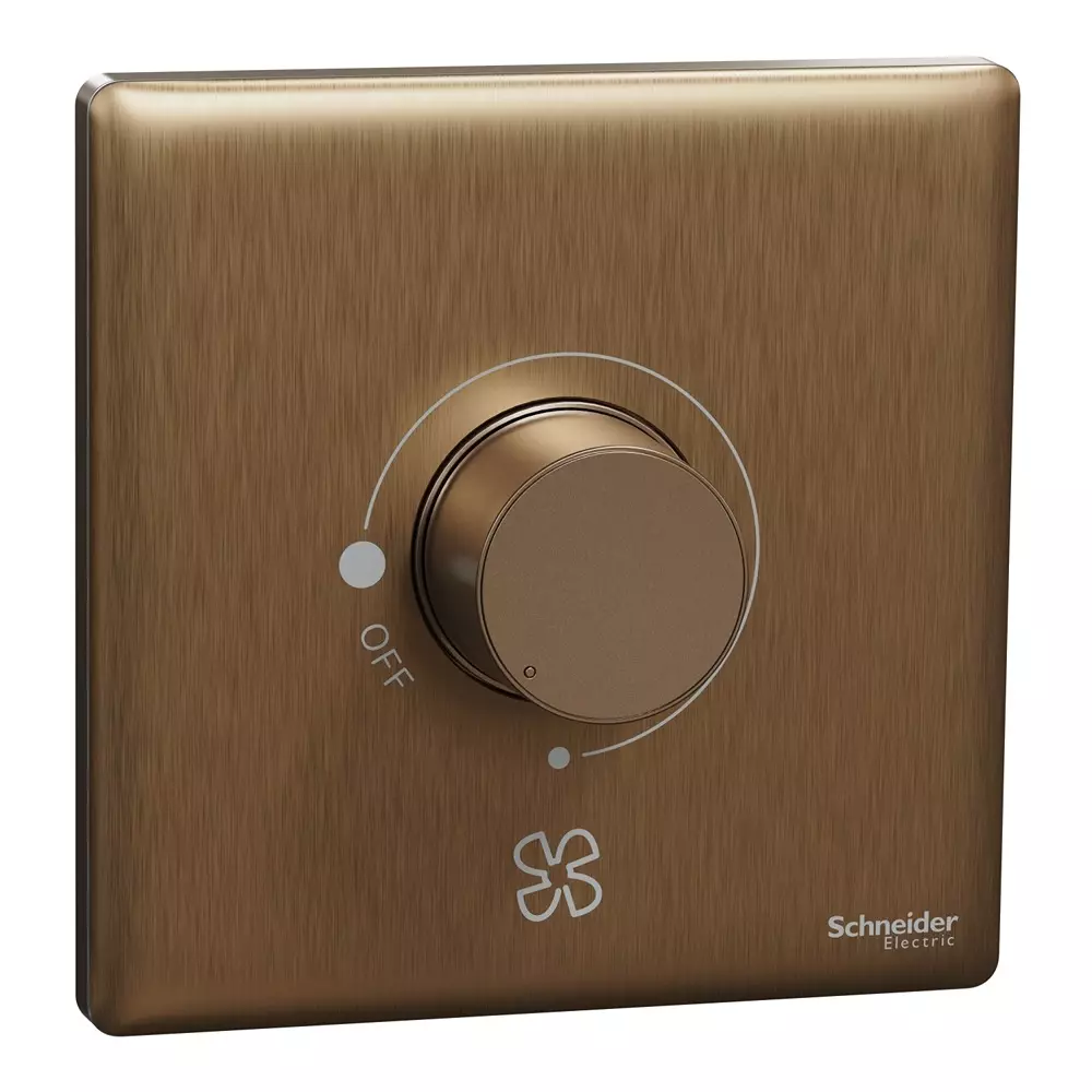 Schneider Electric Unica X Series 5 Steps Fan Regulator 360° Dark Bronze Color 220-240 V Operational Voltage and 1 Module, NUX31FR350_DB