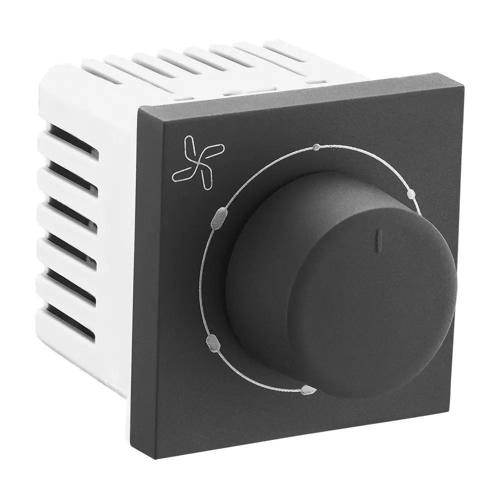 Legrand Fan Regulator with 360° Rotation Allzy 100 W 2 Module Matt Black, 6812 41 Pack of 10 Pcs)