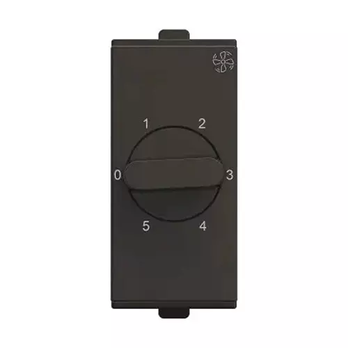Polycab Etira Fan Regulator 4-Step Rotary (360°) Manual Speed Control Grey 1 Module Polycarbonate for Industrial & Commercial Use
