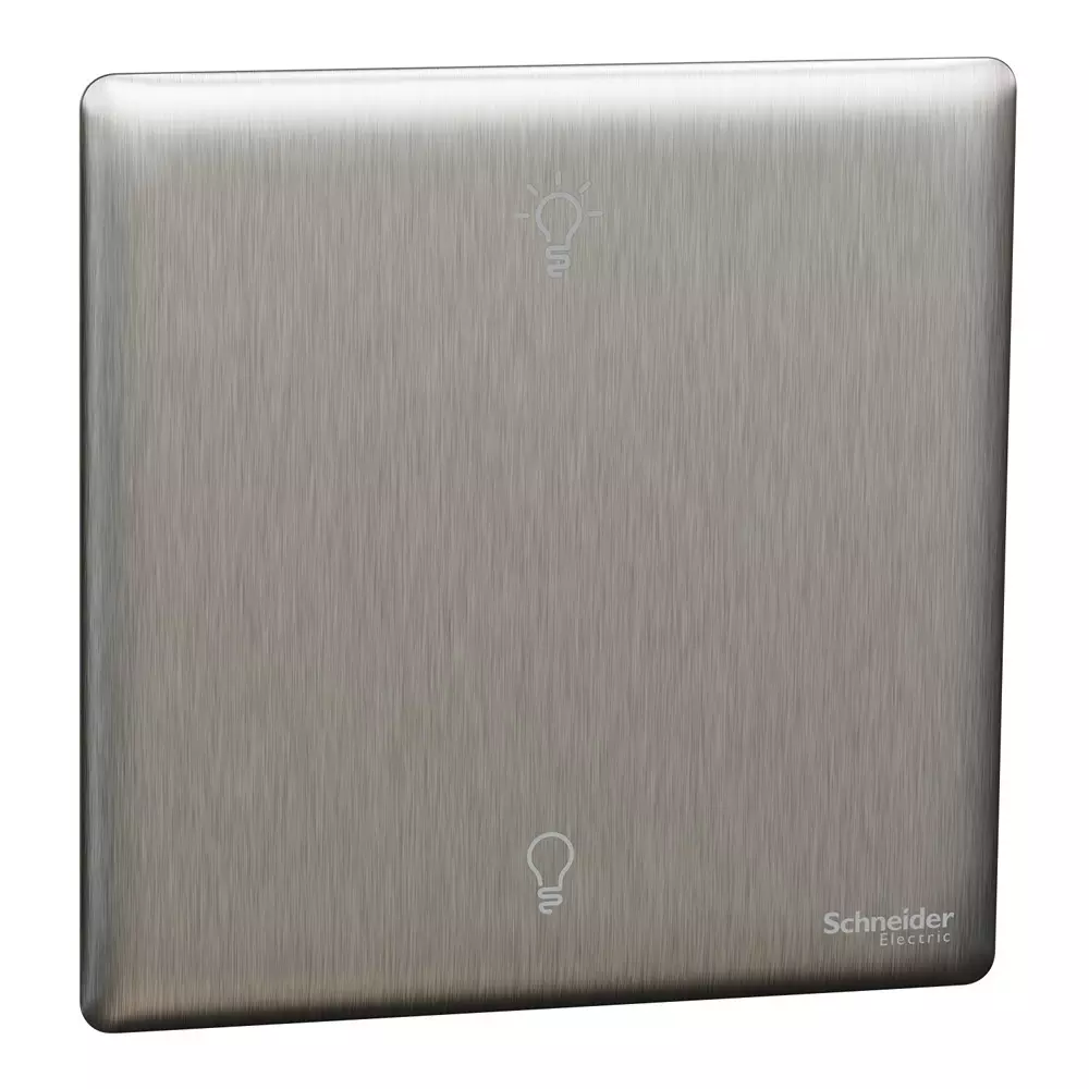 Schneider Electric Unica X Series Universal Push Button Dimmer Stainless Steel Color 1 Gang, 230 V Operational Voltage and 250 W Power, NUX31RUD250_SS