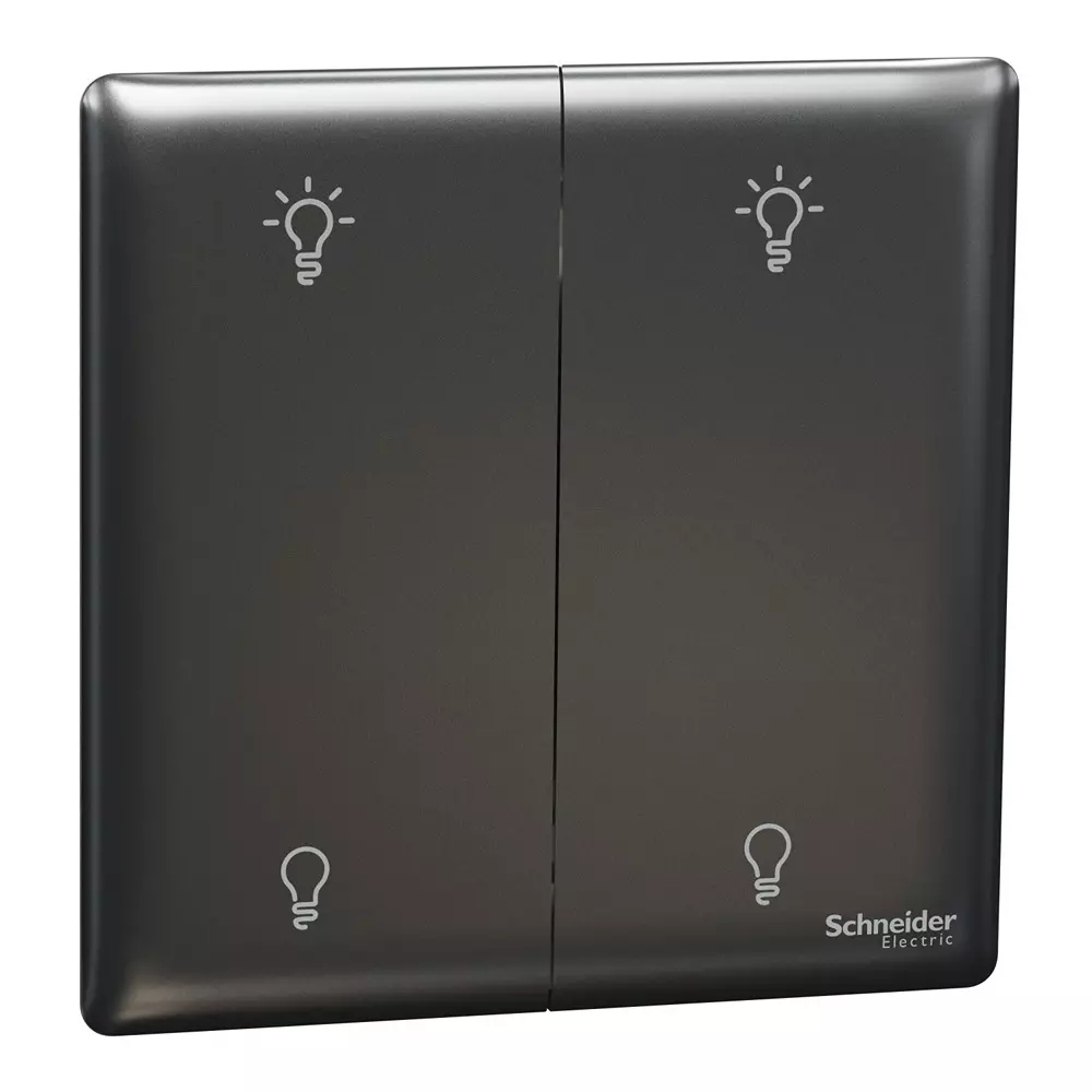 Schneider Electric Unica X Series Universal Push Button Dimmer Dark Grey Color 2 Gang and 250 W Power Rating, NUX32RUD250_DG