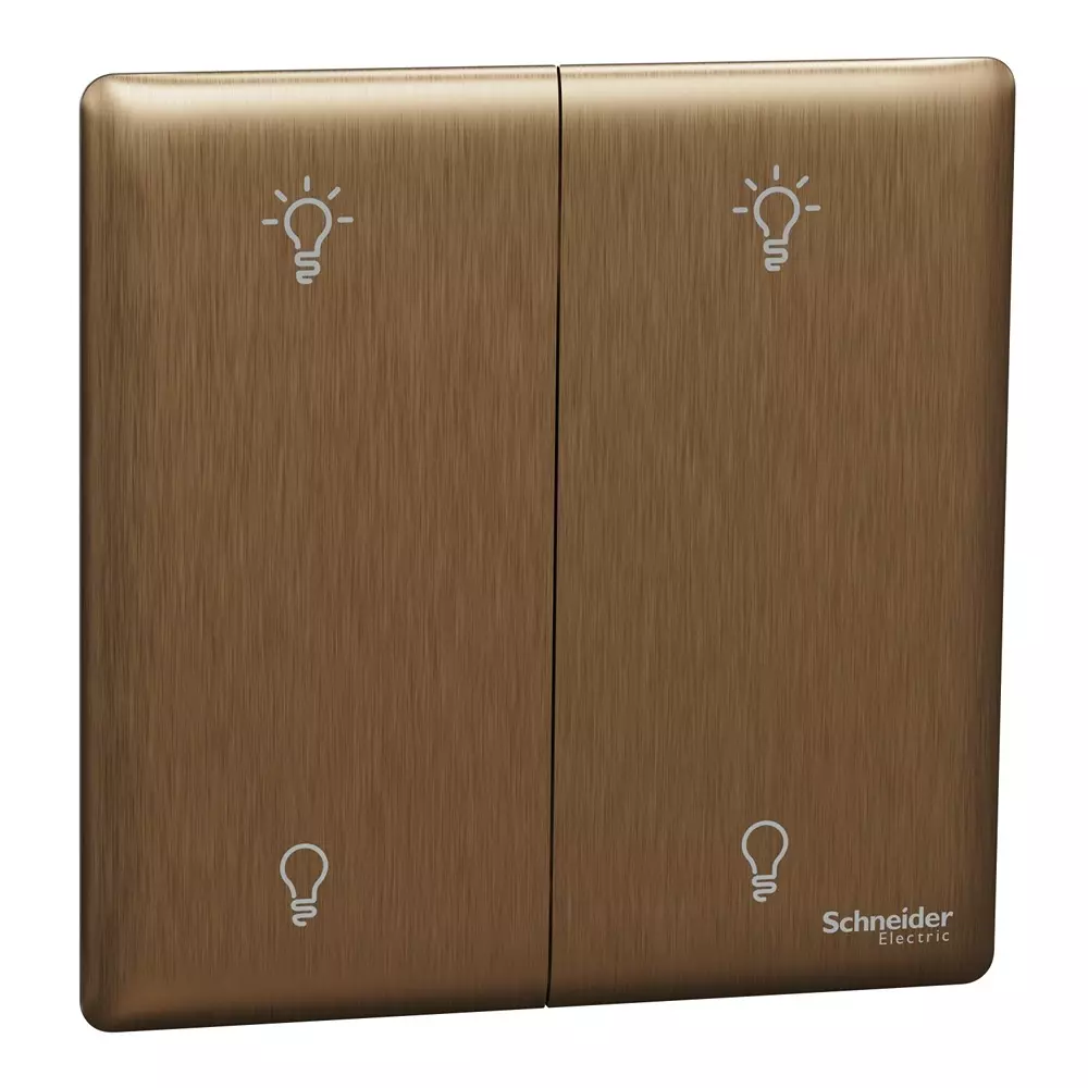 Schneider Electric Unica X Series Universal Push Button Dimmer Dark Bronze Color 2 Gang and 250 W Power Rating, NUX32RUD250_DB