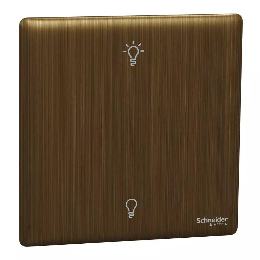 Schneider Electric Unica X Series Universal Push Button Dimmer Antique Brass Color 1 Gang and 250 W Power Rating, NUX31RUD250_AB