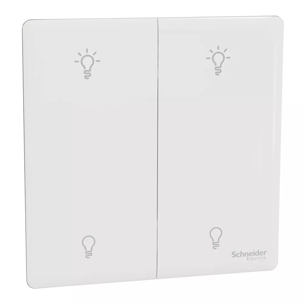 Schneider Electric Unica X Series Universal Push Button Dimmer Painted White Color 2 Gang and 250 W Power Rating, NUX32RUD250_PW