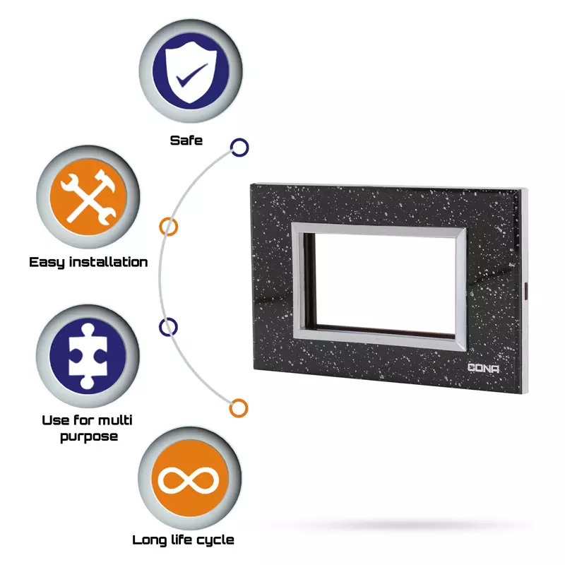 Cona 14904 Black Granite  1 Module Pack of 3