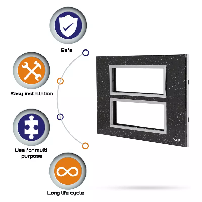 Cona 14912 Black Granite  1 Module Pack of 2