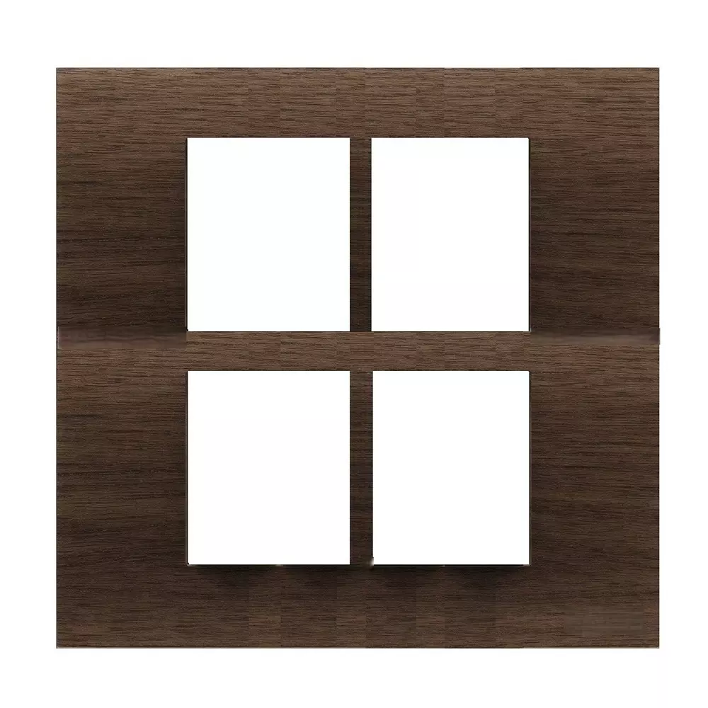 Goldmedal Curve Cristallo Cover Plate with Mounting Frames 150x151 mm Size 8 Module (Vertical) Wood - Fumed Oak for Commecial and Industrial Use, 48801