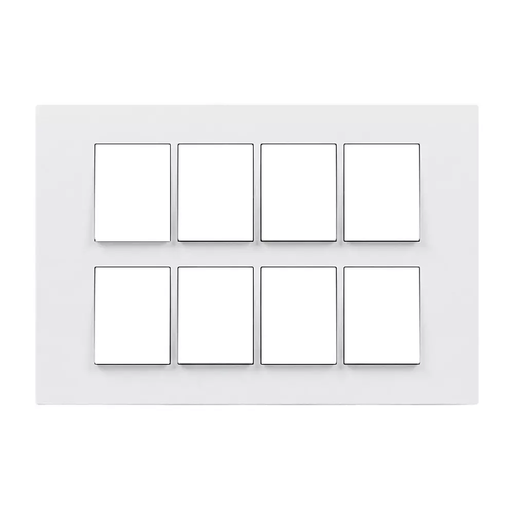 Goldmedal Curve Cristallo Cover Plate with Mounting Frames 264x151 mm Size 16 Module White Jazz for Commecial and Industrial Use, 41601