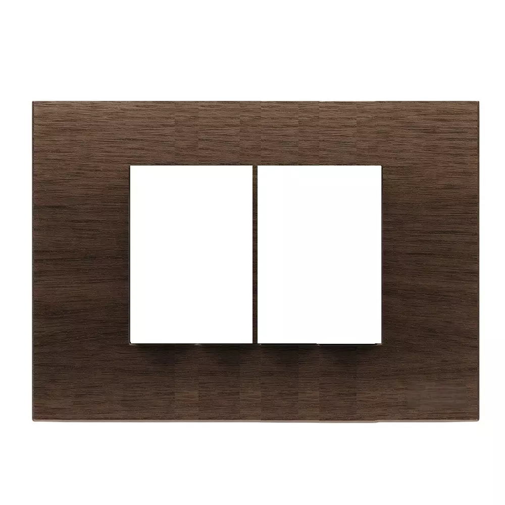 Goldmedal Curve Cristallo Cover Plate with Mounting Frames 150x86 mm Size 4 Module Wood - Fumed Oak for Commecial and Industrial Use, 40401