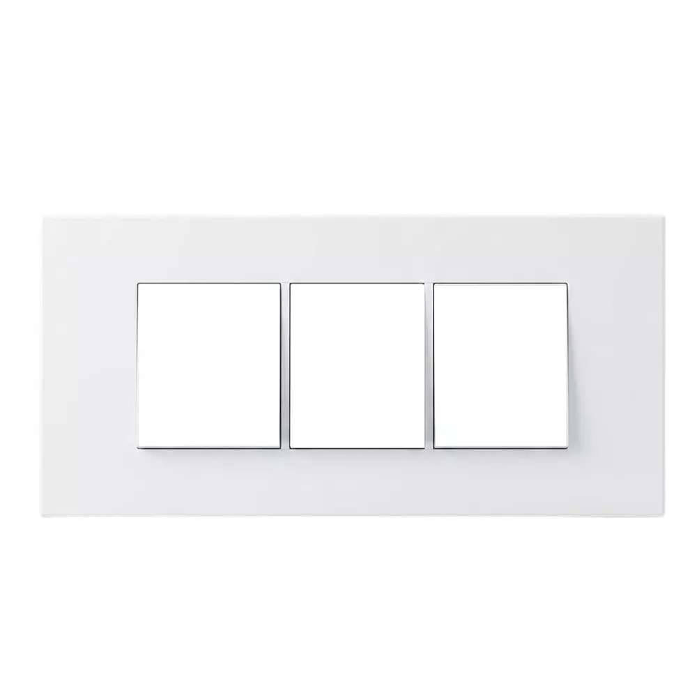 Goldmedal Curve Cristallo Cover Plate with Mounting Frames 222x86 mm Size 6 Module White Jazz for Commecial and Industrial Use, 40601