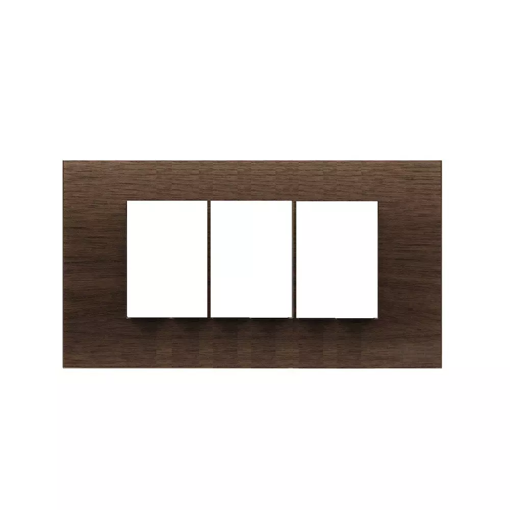 Goldmedal Curve Cristallo Cover Plate with Mounting Frames 222x86 mm Size 6 Module Wood - Fumed Oak for Commecial and Industrial Use, 40601