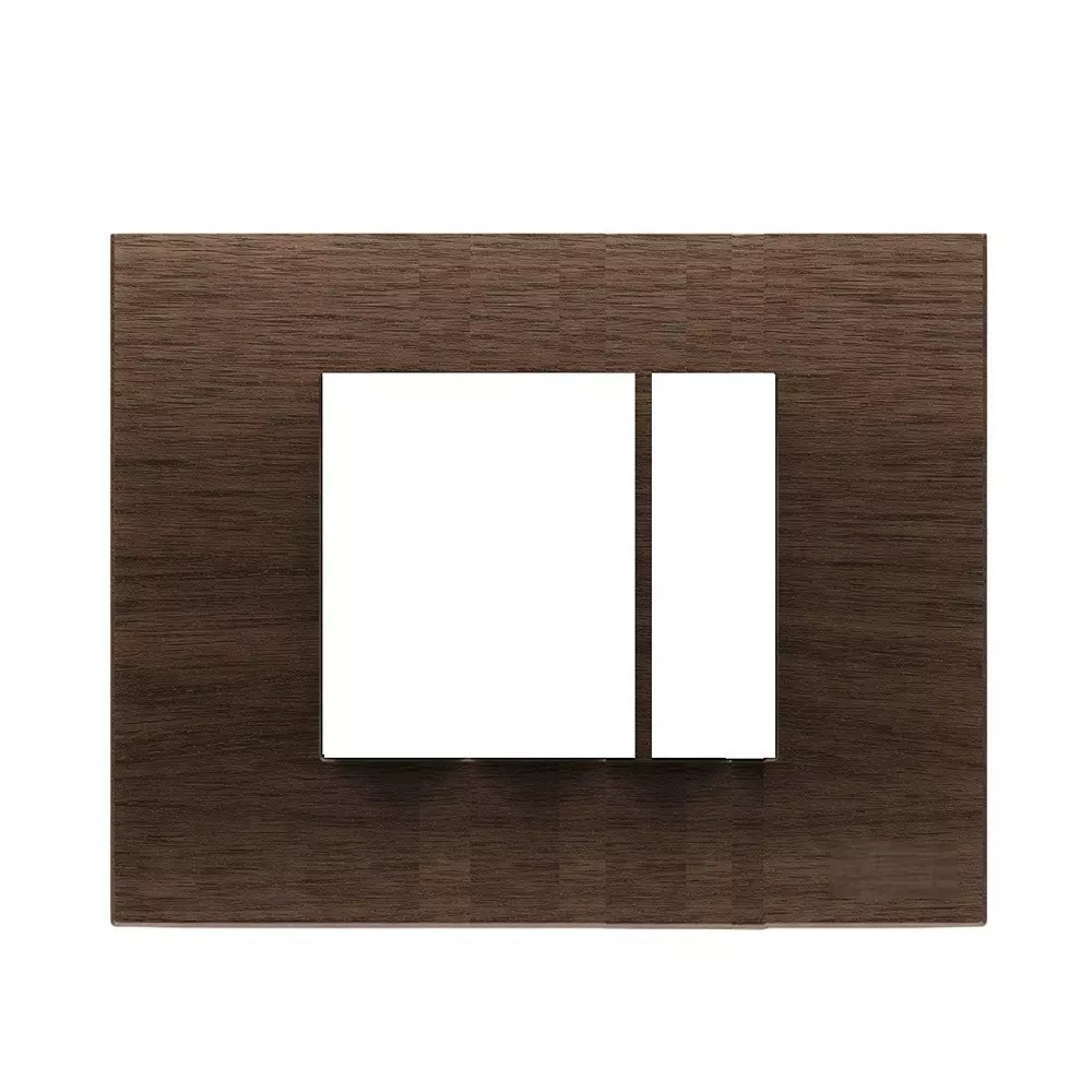 Goldmedal Curve Cristallo Cover Plate with Mounting Frames 122x86 mm Size 3 Module Wood - Fumed Oak for Commecial and Industrial Use, 43301