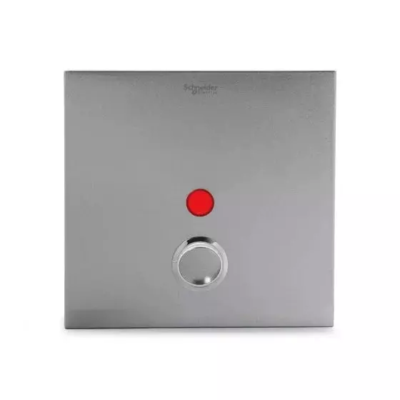 Schneider Electric ULTI Impress Push-Push Dp Switch Cover 1 Gang Polycarbonate Brushed Silver, UC21DP/P>XBS-OS